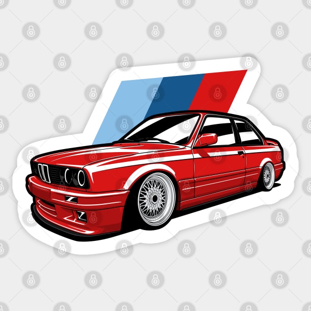 Red E30 Classic Coupe Sticker by KaroCars